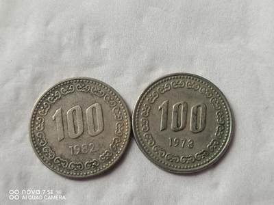 外国硬币 韩国100元（2枚）