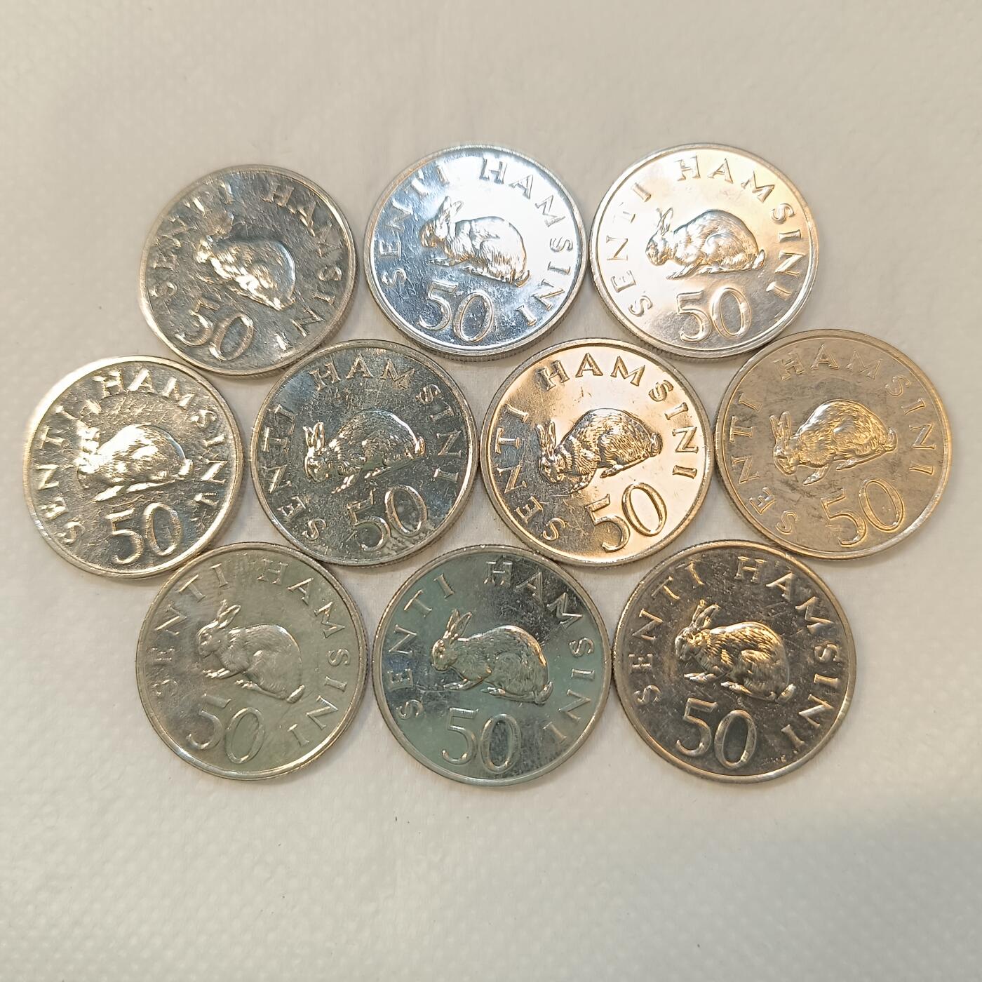 君烨收藏 0元起拍 散币场 每天一场 可留存 第26场 周日发货 坦桑尼亚50分10枚