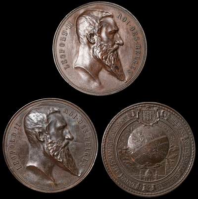 修遠堂世界钱币第七十三期 - 1894年比利时安特卫普博览会，单面样章，成品章  三枚一套 61.00mm，分别重94.58g，94.72g，96.68g