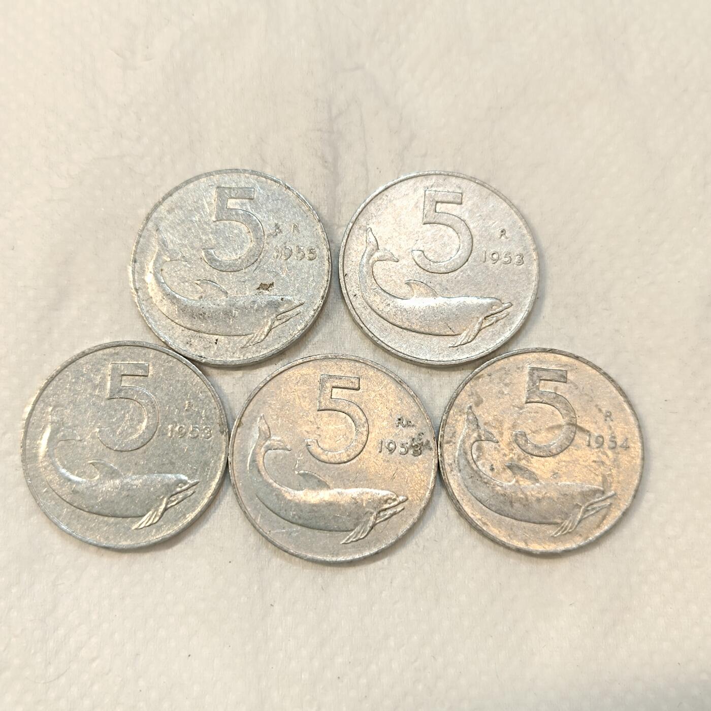 君烨收藏 0元起拍 散币场 每天一场 可留存 第26场 周日发货 意大利5里拉5枚