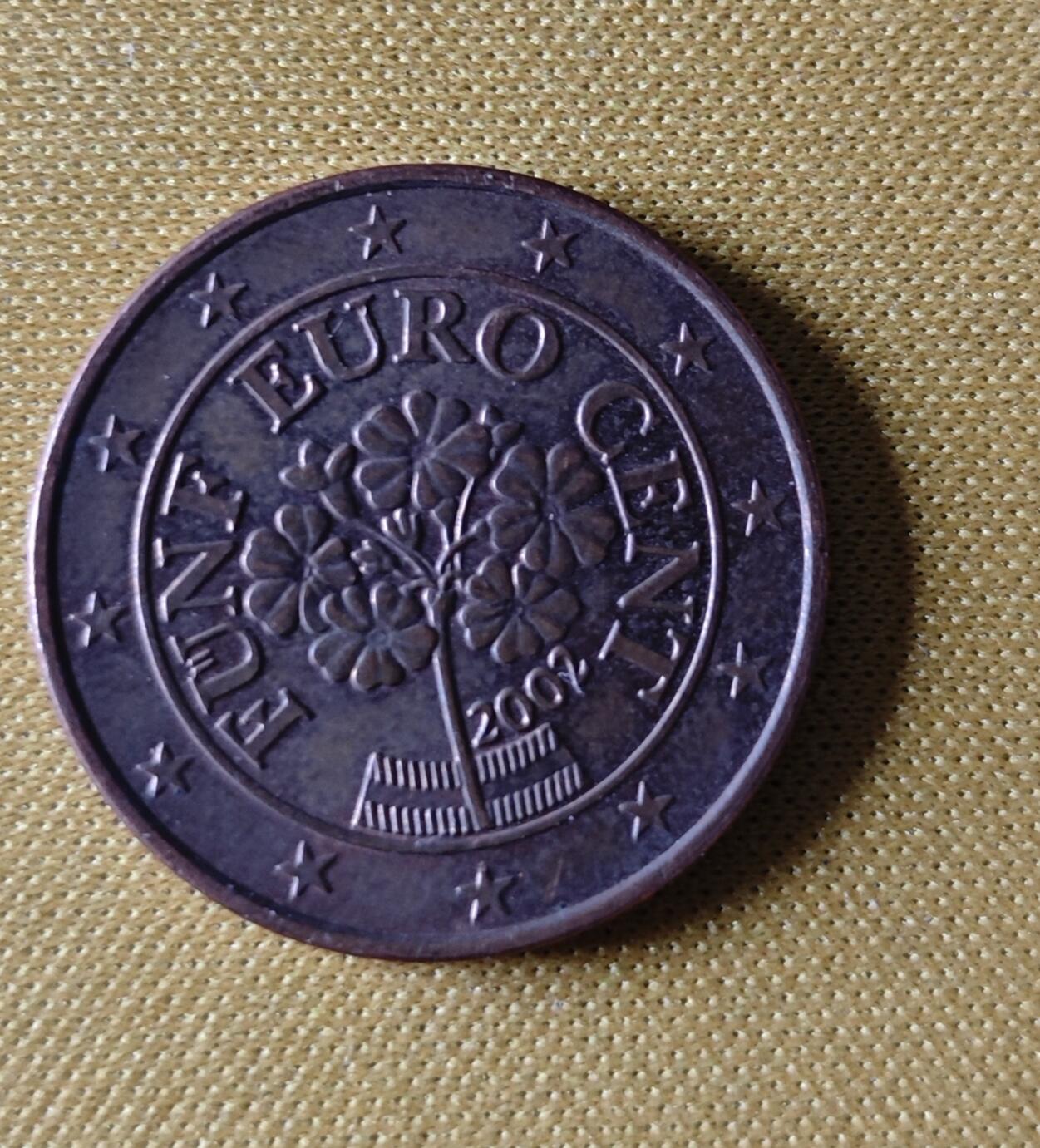 钱币专场 奥地利5欧分硬币 