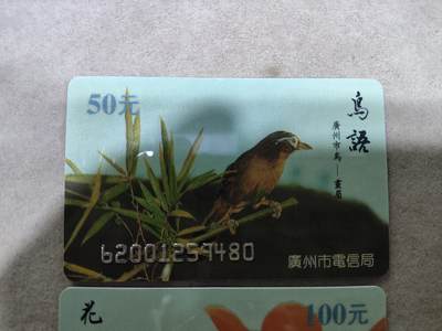 搬档清货，卡类收藏A 广州市电信局200卡，96 P6，广州市花/市鸟，2枚一套全