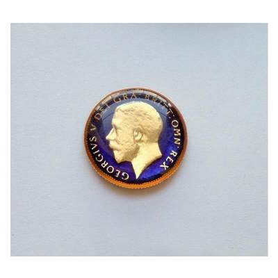 【银】英国1925年 乔治五世珐琅彩镀金高浮雕精制银币章 20MM - 【银】英国1925年 乔治五世珐琅彩镀金高浮雕精制银币章 20MM