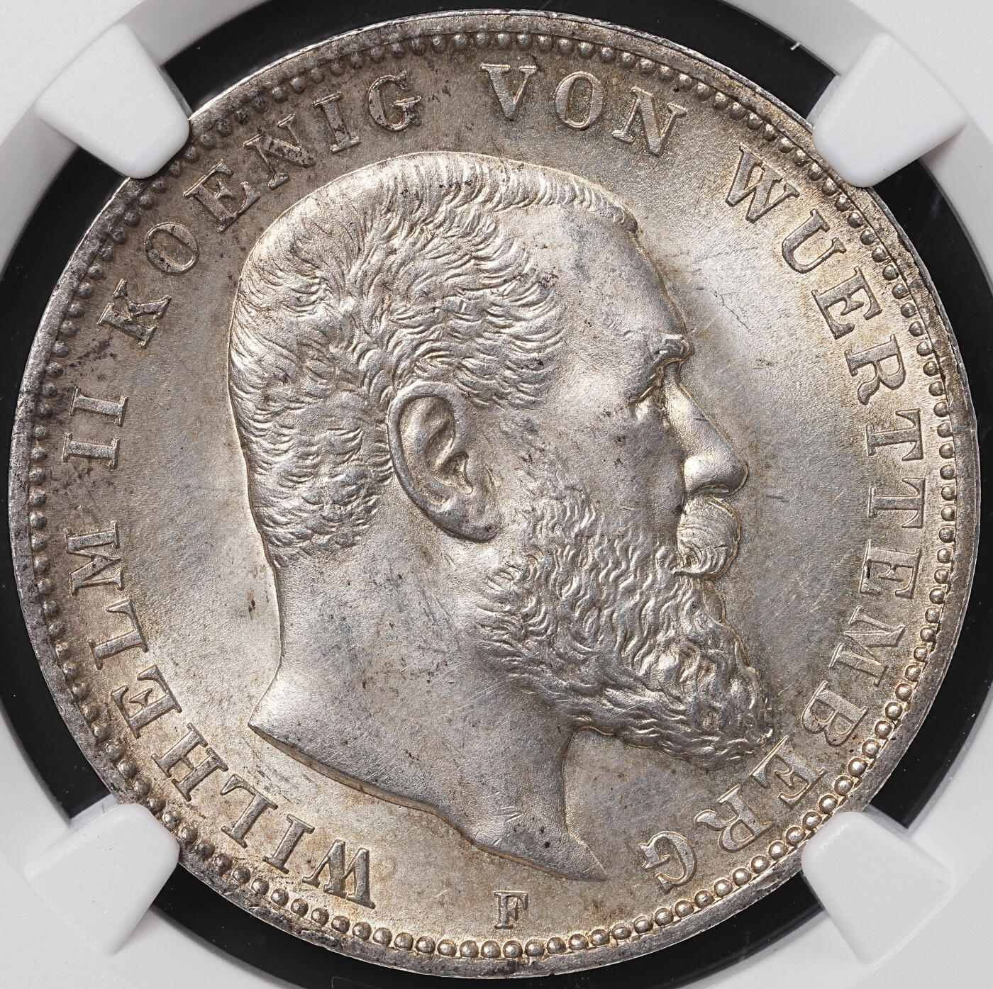修遠堂世界钱币第七十三期 NGC MS66 1908年符腾堡3马克银币 高状态亚军分 仅30万枚铸造量