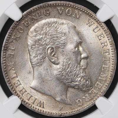 修遠堂世界钱币第七十三期 - NGC MS66 1908年符腾堡3马克银币 高状态亚军分 仅30万枚铸造量