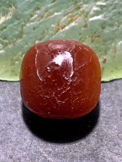 精美高玉化风化纹酒红玛瑙老形桶珠一颗，， - 精美高玉化风化纹酒红玛瑙老形桶珠一颗，，