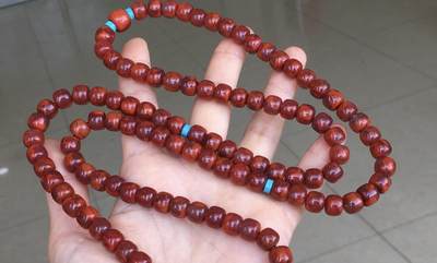 精品天然南红专场｜支持全国鉴定 天然南红牛血红火焰纹老型108佛珠手串