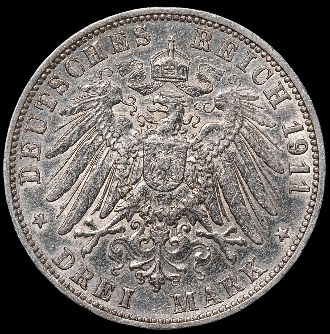修遠堂世界钱币第七十三期 1911年巴登3马克银币