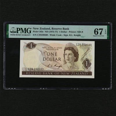 【亘邦集藏】第209期拍卖 - 1975-77年 新西兰1元 PMG 67EPQ C28239599