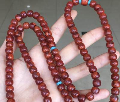 精品天然南红专场｜支持全国鉴定 天然南红牛血红火焰纹老型108佛珠手串