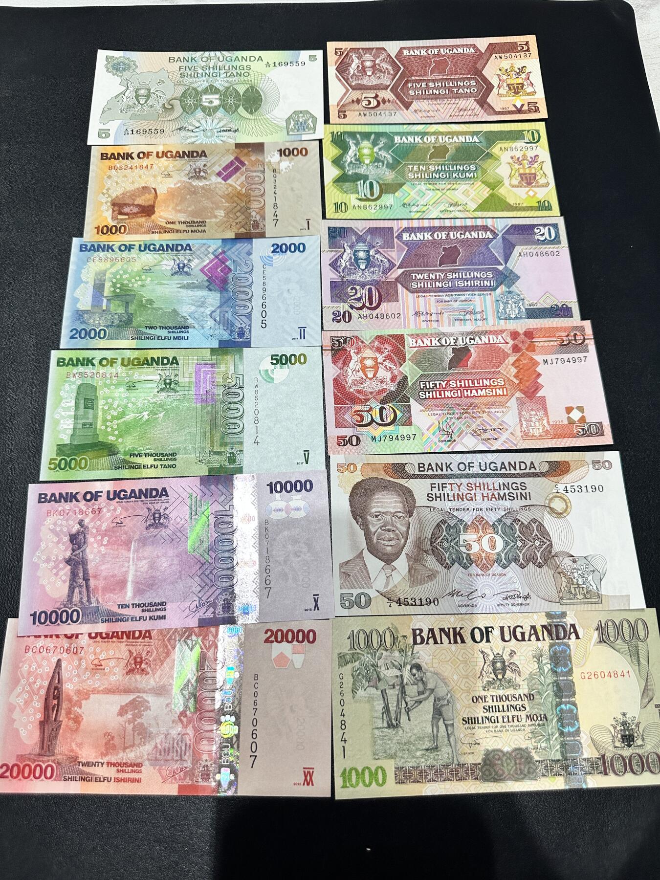 《外钞收藏家》第五百三十四期（本期裸币和评级精品）（长期征集拍品、欢迎联系） 乌干达几个版本 12张一起 全新UNC