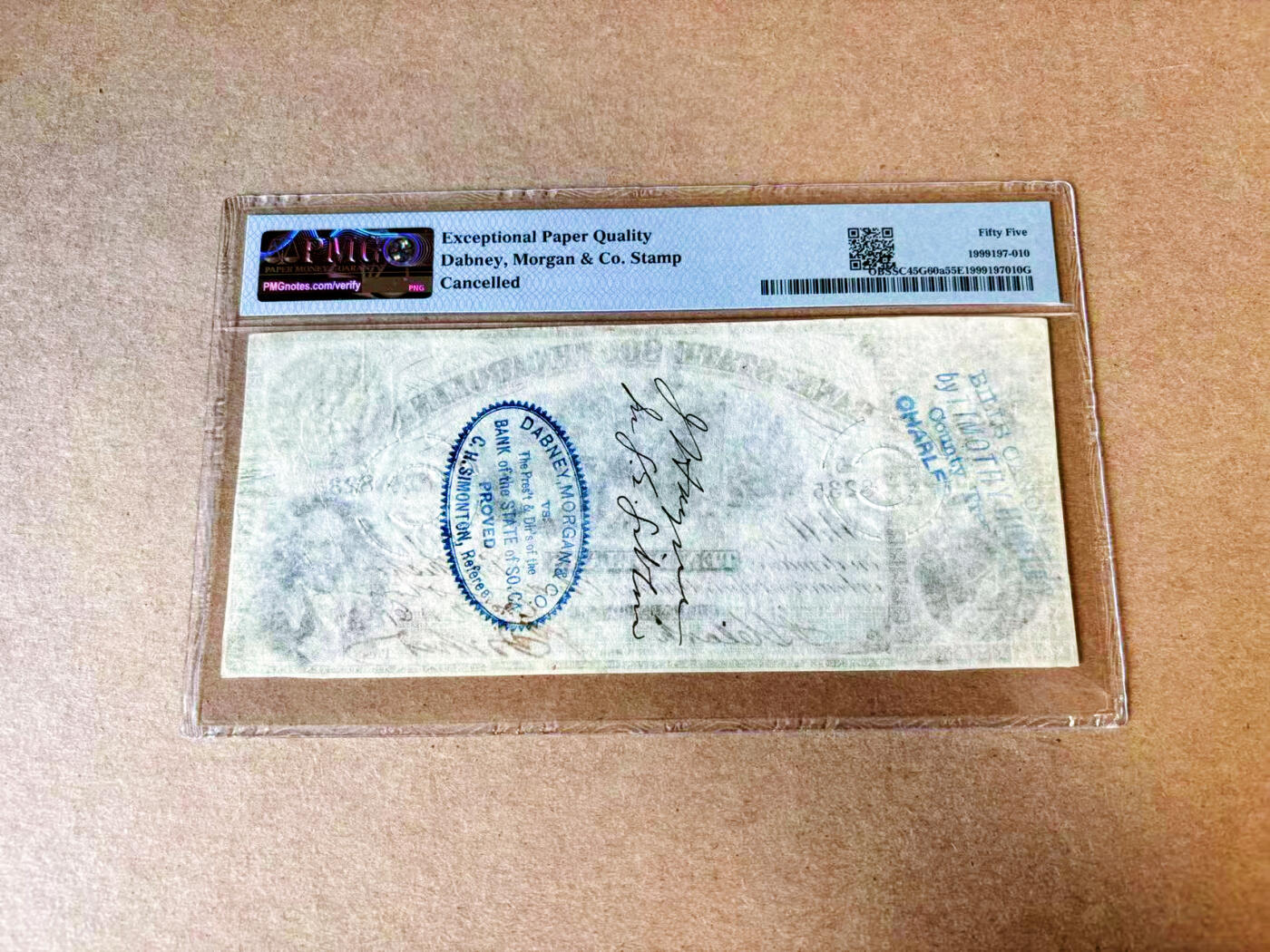 【Blue Auction】世界纸币精拍第676期【精】—— 17级TOP拍卖/信誉/品质/专业/高效💫  【无47 该张带E少见 手签实钞】美国 南卡州 1861年10美金 大场景 雕刻精美 PMG55EPQ 大票幅 背面有当时公司印章和签名 非常漂亮  