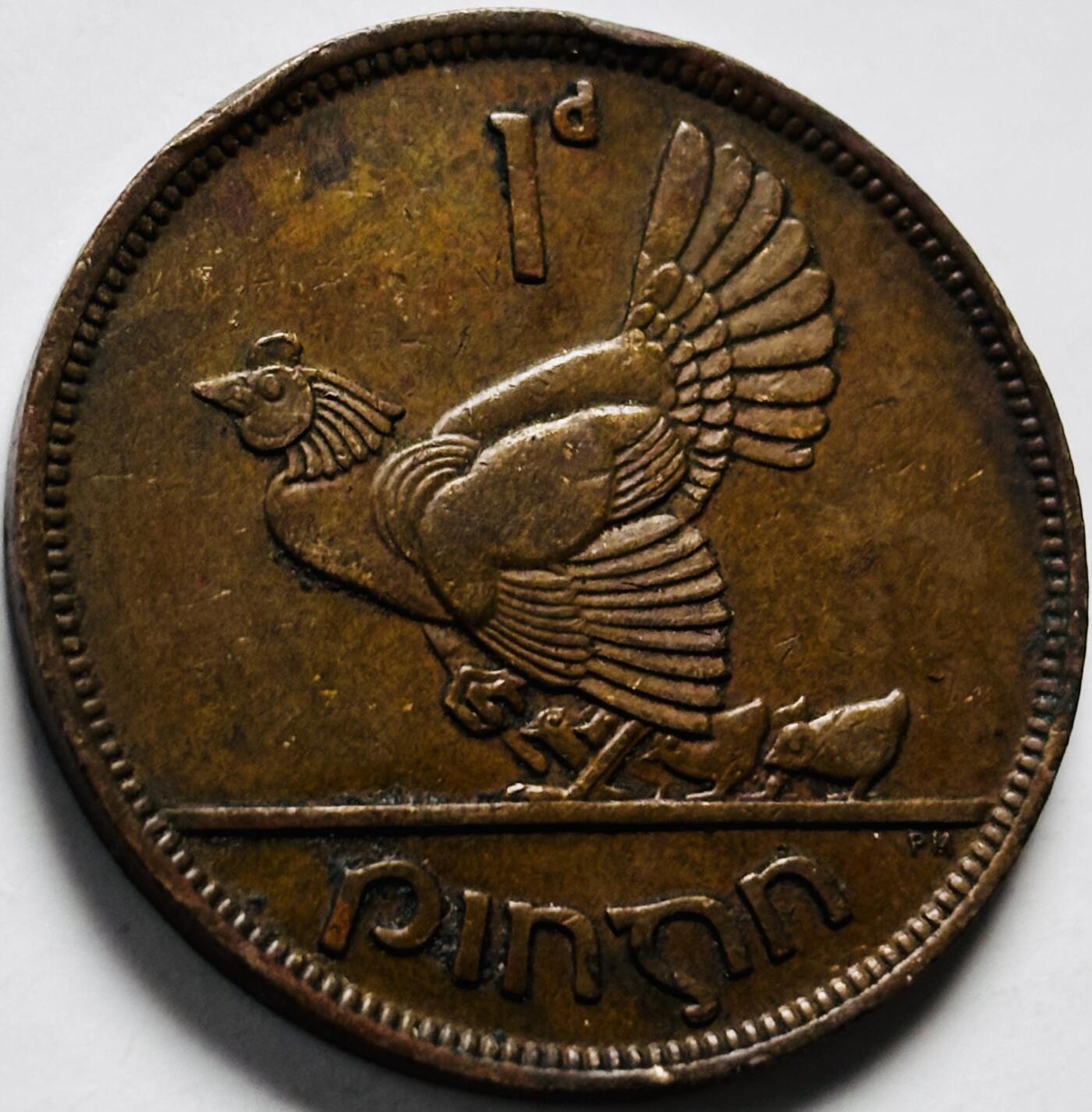文馨钱币收藏第 251 场，各国老铜币，纸币，邮票场 美品 1943 年英属爱尔兰 1 便士铜币