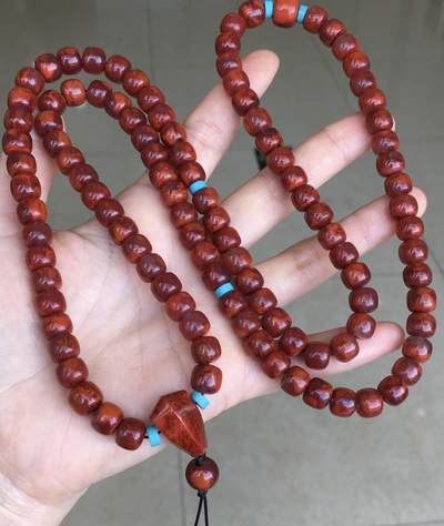 精品天然南红专场｜支持全国鉴定 天然南红牛血红火焰纹老型108佛珠手串