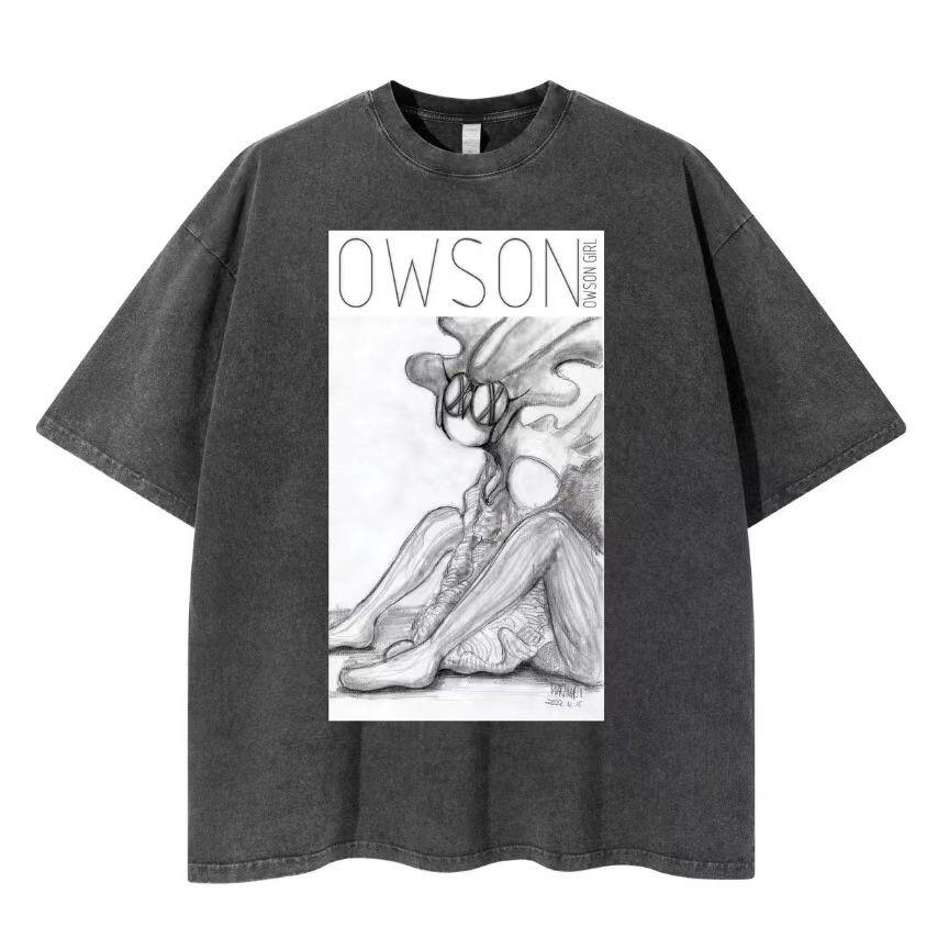 零元拍：艺术家 WAIWAI  OWSON 品牌260克水洗重磅潮流Oversize T恤L码拍品为L码，颜色以实物为准