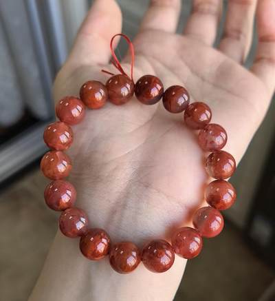 精品天然南红专场｜支持全国鉴定 天然南红玫瑰红妖花火焰手串