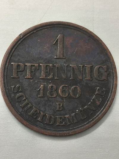 Krab外币市集Vol.12 德国汉诺威1860年1芬妮