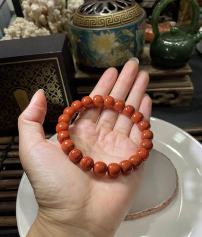 精品天然南红专场｜支持全国鉴定 天然南红九口料柿子红老型珠手串