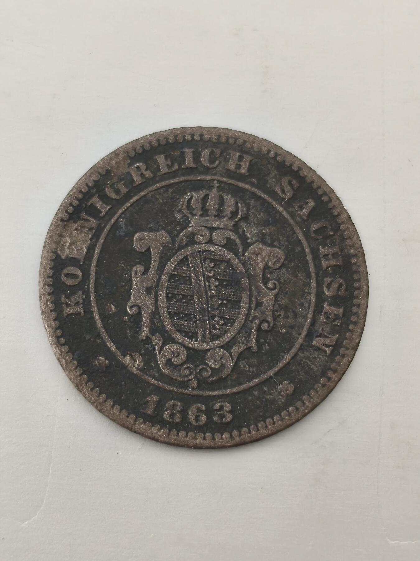 Krab外币市集Vol.12 德国萨克森1863年10芬妮/1新格罗申