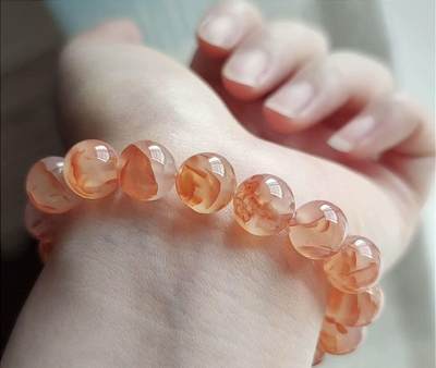 精品天然南红专场｜支持全国鉴定 天然南红冰飘满圈花瓣龙纹手串