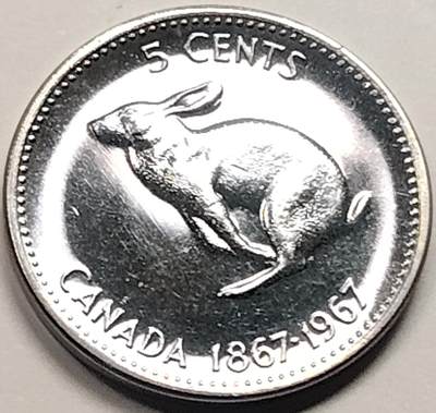 布加迪🐬～世界钱币(上海)🌾第 237 期 /  各国套币和散币 - 加拿大🇨🇦 1967年 5分 精致币