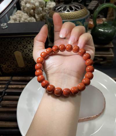 精品天然南红专场｜支持全国鉴定 天然南红九口料柿子红老型珠手串