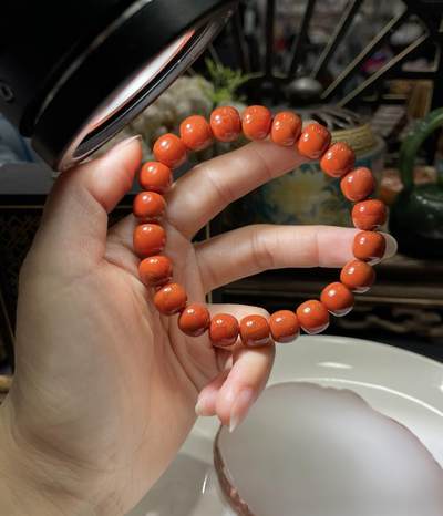 精品天然南红专场｜支持全国鉴定 天然南红九口料柿子红老型珠手串