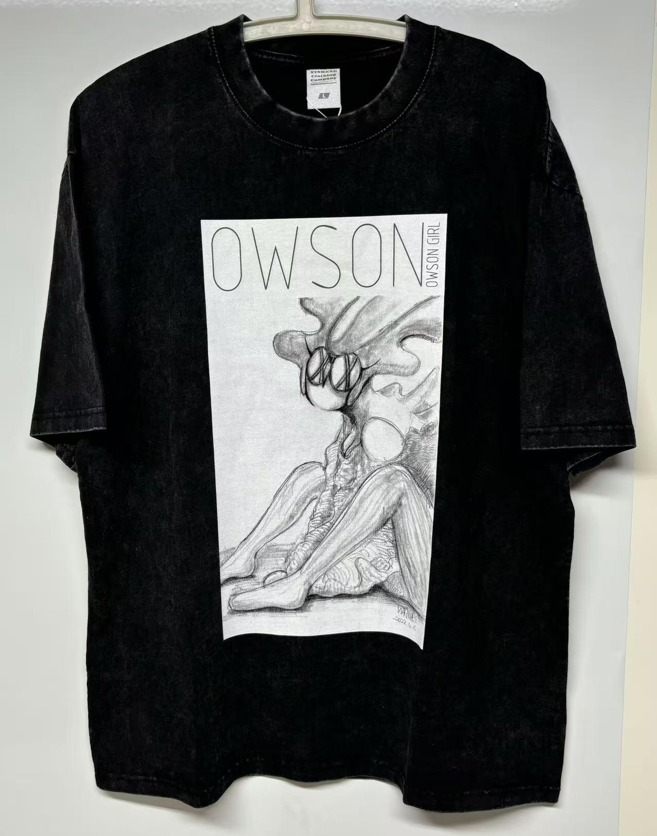 零元拍：艺术家 WAIWAI  OWSON 品牌260克水洗重磅潮流Oversize T恤L码拍品为L码，颜色以实物为准