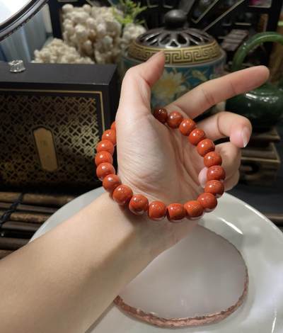 精品天然南红专场｜支持全国鉴定 天然南红九口料柿子红老型珠手串