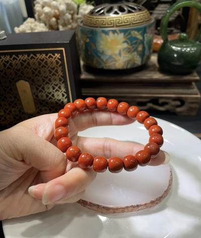 精品天然南红专场｜支持全国鉴定 天然南红九口料柿子红老型珠手串