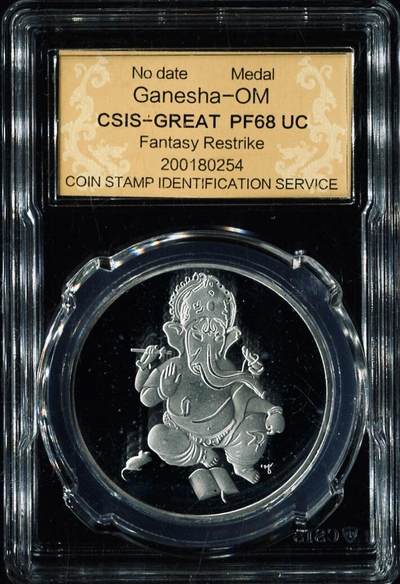 CSIS-GREAT评级精品钱币拍卖第三百零二期 象头神 om符文 纪念章 CSIS68