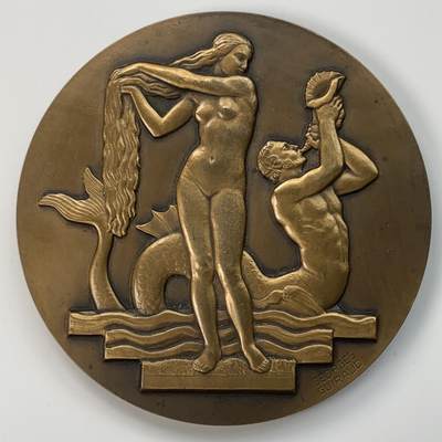 掌中浮雕-藏着的欧洲第029场 - 法国Georges Guiraud 《1939年比利时列日世博会参展铜章》，68mm 