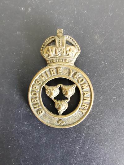 老王徽章第126期 - 英国什罗普郡义勇步兵团帽徽   一战时期   背杆损坏