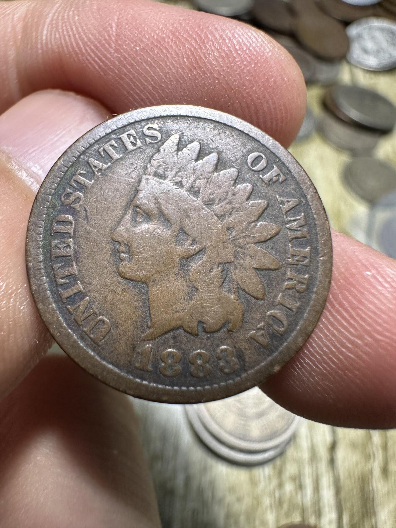 钱币，章 美国印地安一分 1883年，早期年份，少见