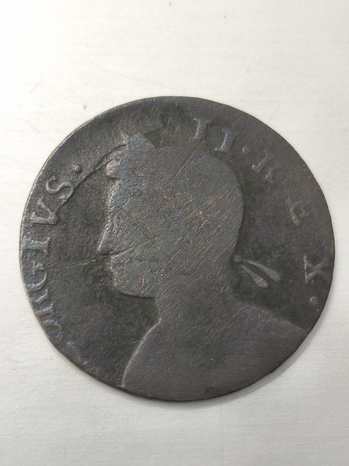 Krab外币市集Vol.12 英国1733年1/2便士或者1/4便士-偏打