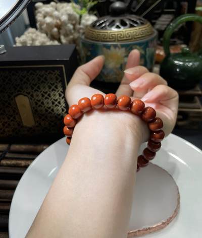 精品天然南红专场｜支持全国鉴定 天然南红九口料柿子红老型珠手串