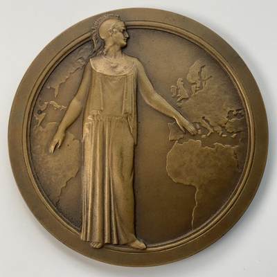 掌中浮雕-藏着的欧洲第029场 - 1928年法国巴黎消防业联盟大铜章，68mm