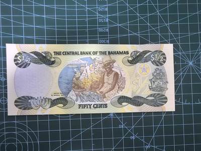 外国钱币专场，0元起拍，5元加价，无佣金 巴哈马钱币 1/2元纸币 （0.5元） 2001年 全新