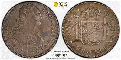  甄臻铺-世界币章拍卖（第21期），送拍享返佣金等优惠多多 - PCGS-XF45 1809年危地马拉卡洛斯四世2雷亚尔银币，唯一冠军分，品相完好，老包浆自然。正面是西班牙国王头像，背面是皇冠和盾形纹章，保存完整，细节清晰
