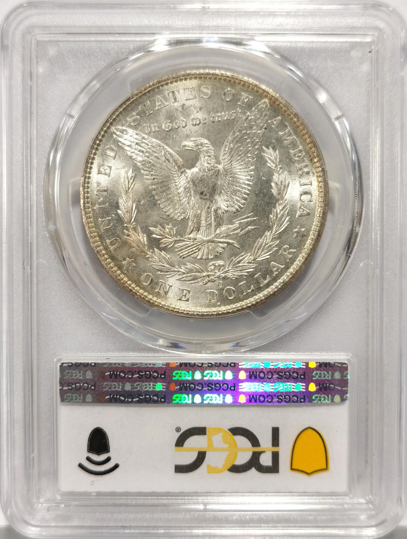 博洋堂世界钱币拍卖第126期（全场包邮） 1904年美国摩根银币O版PCGS-MS63，原汁原味双面五彩老包浆，包浆醇厚浓郁，打制深峻，转光强烈细节优秀，状态极佳。