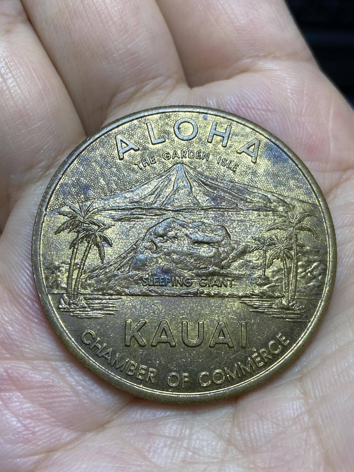 超大尺寸稀少版本–美国🇺🇸夏威夷–考艾岛1元纪念币(直径38毫米，由考艾岛商会发行，正面有夏威夷历史上重要人物“库希奥王子”半身像)) -  泉海无涯-