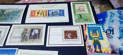 德国邮票专场，都是小型张、小全张 德国邮票小版票、小型张，合计10枚不同版别，都是带邮戳的信销票，品相如图