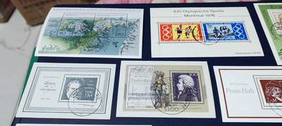 德国邮票专场，都是小型张、小全张 德国邮票小版票、小型张，合计10枚不同版别，都是带邮戳的信销票，品相如图