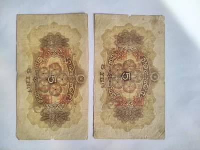 纸币专场 军用手票五元二张。