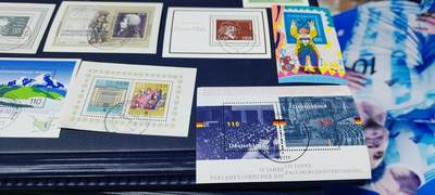 德国邮票专场，都是小型张、小全张 德国邮票小版票、小型张，合计10枚不同版别，都是带邮戳的信销票，品相如图