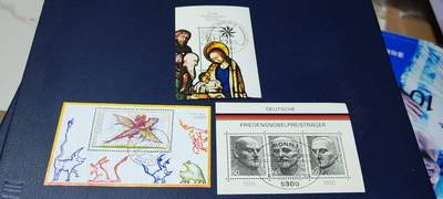 德国邮票专场，都是小型张、小全张 德国邮票小版票、小型张，合计10枚不同版别，都是带邮戳的信销票，品相如图