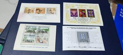 德国邮票专场，都是小型张、小全张 德国邮票小版票、小型张，合计10枚不同版别，都是带邮戳的信销票，品相如图