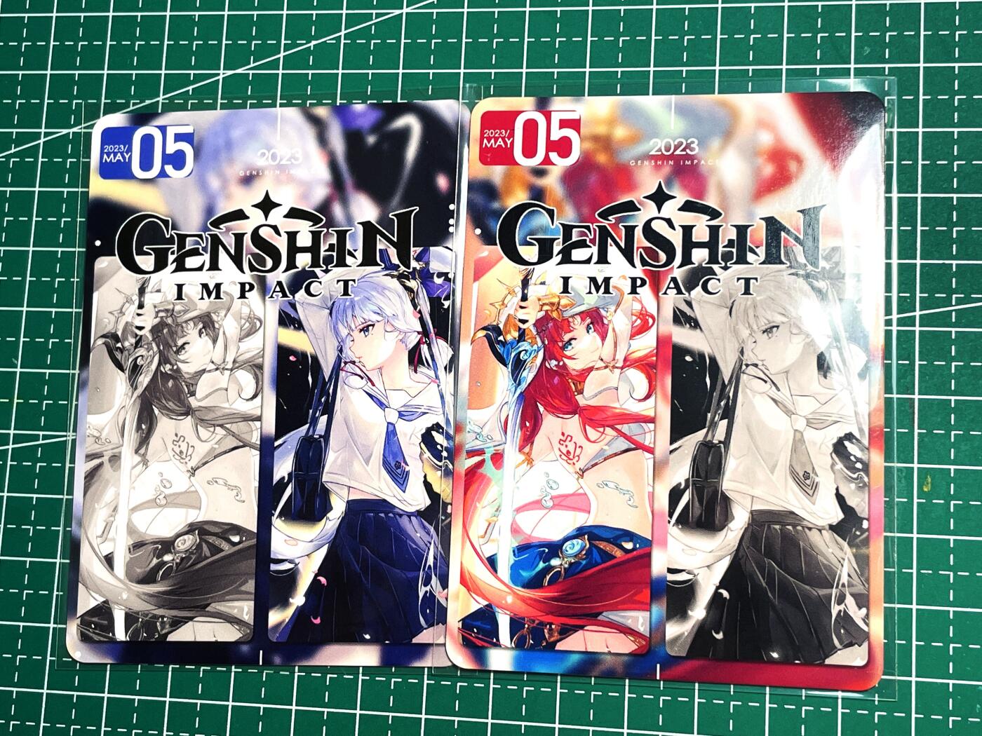 显眼宝18期 美人如玉剑如虹 原神 对卡一对 折光彩闪  63*88
