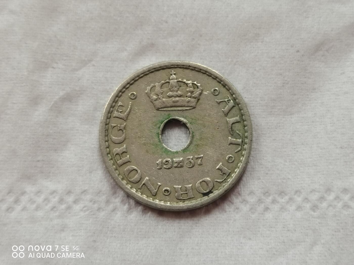 外国硬币 37年挪威10欧尔