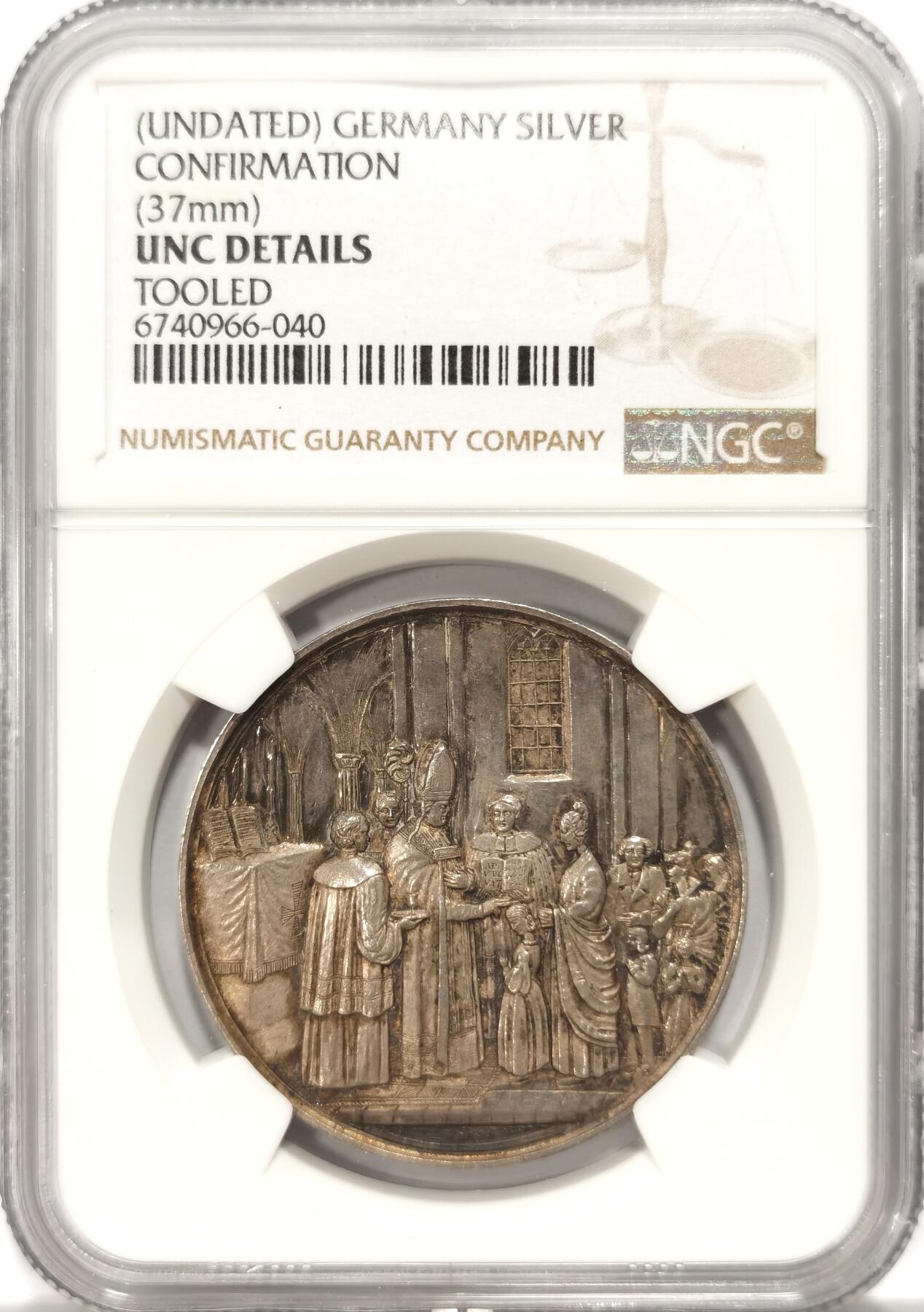 博洋堂世界钱币拍卖第126期（全场包邮） NGC UNC 19世纪德国洗礼银章（37mm）